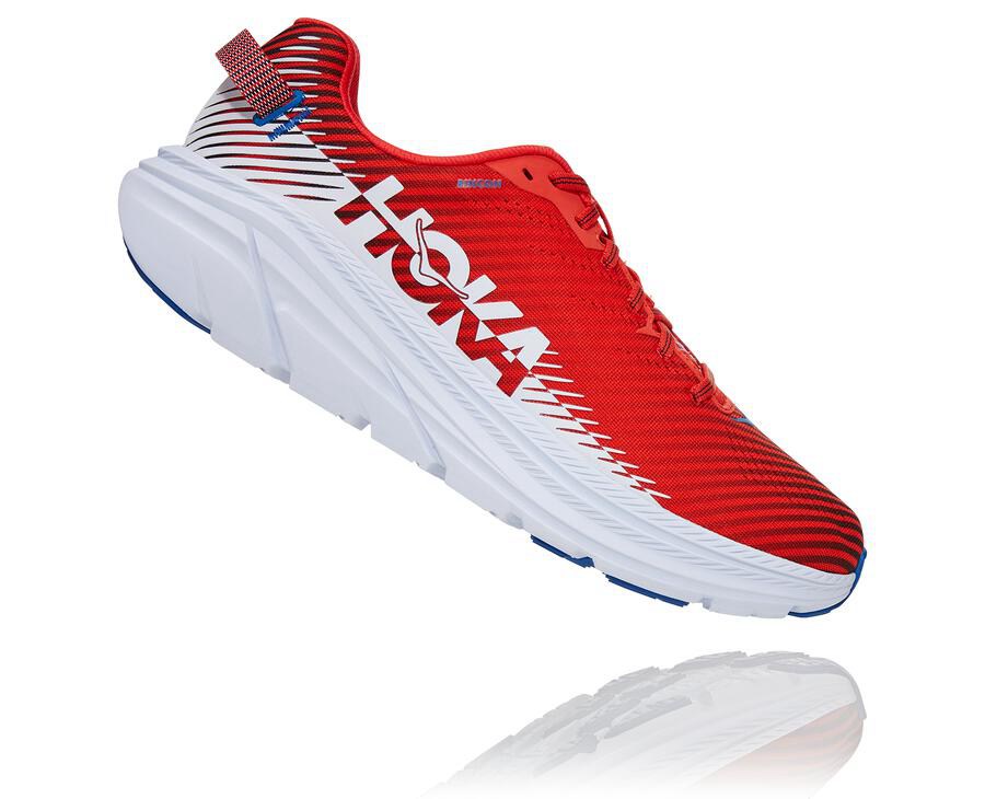 Running Shoes Mens - Hoka One One Rincon 2 - Red/White - QGUISJL-46